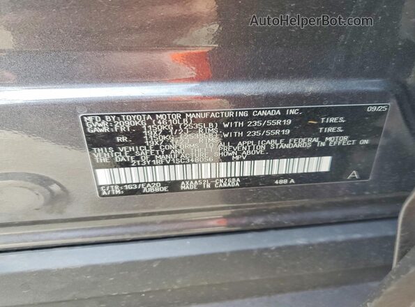 2T3Y1RFV1SC348056 2025 TOYOTA RAV4 Gray Vista de la etiqueta del VIN