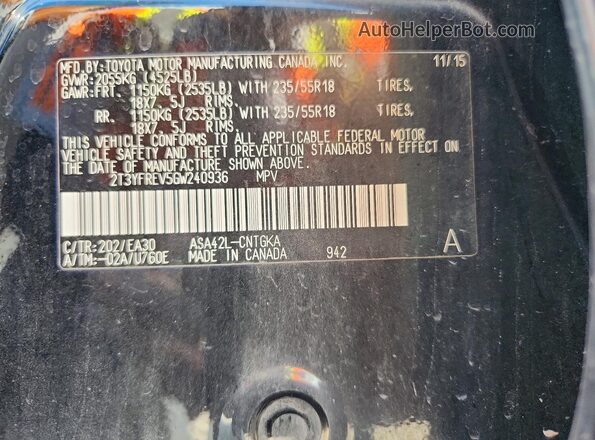 2T3YFREV5GW240936 2016 TOYOTA RAV4 Black Widok komory silnika