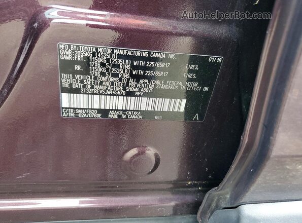 2T3ZFREV5JW445670 2018 TOYOTA RAV4 Purple Widok komory silnika