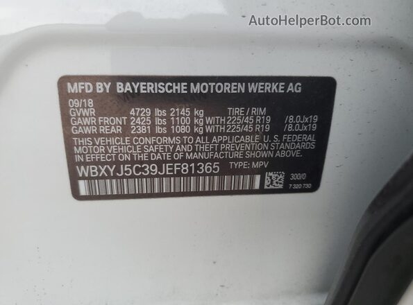 WBXYJ5C39JEF81365 2018 BMW X2 Белый Панорамный вид салона 360°