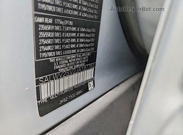 SALWV2SV2JA187763 2018 LAND ROVER RANGE Серый Вид задних сидений