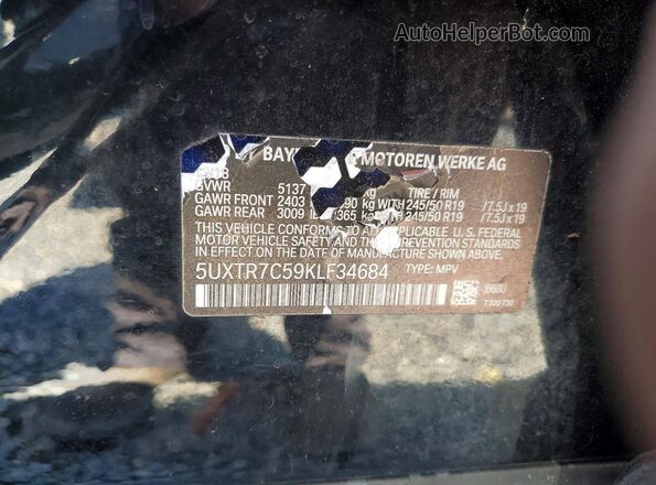 5UXTR7C59KLF34684 2019 BMW X3 Черный Панорамный вид салона 360°
