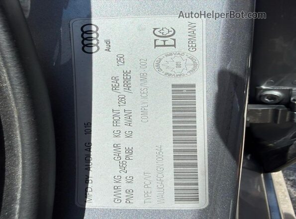 WAUJGAFCXGN100544 2016 AUDI A6 Серый Вид задней части салона