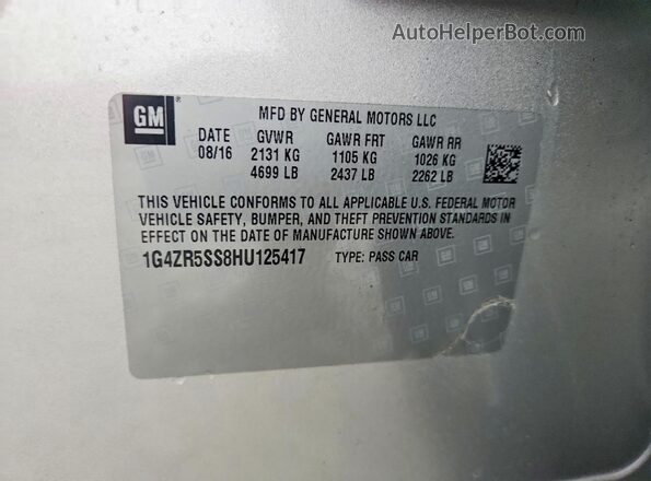 1G4ZR5SS8HU125417 2017 BUICK LACROSSE Серебряный Вид наклейки с VIN-кодом