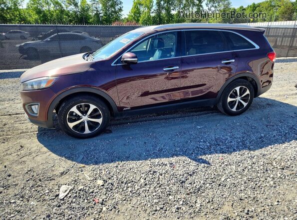 5XYPHDA12GG137175 2016 KIA SORENTO Burgundy წინა მარცხენა ხედი სამი მეოთხედიდან