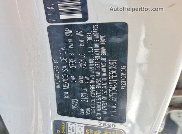 3KPF54AD1PE660991 2023 KIA FORTE Белый Вид наклейки с VIN-кодом
