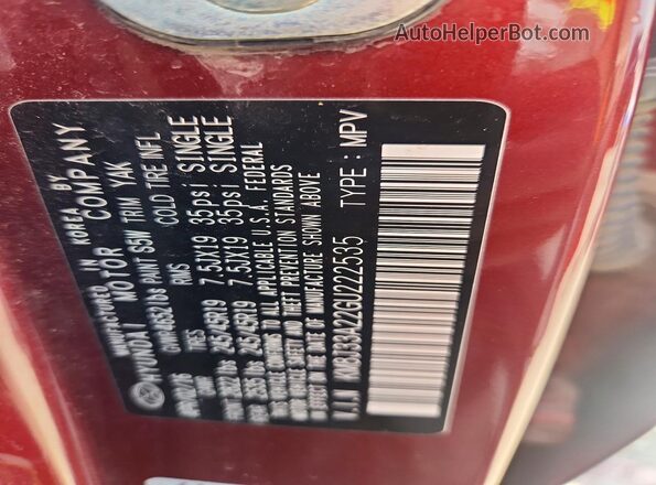 KM8J33A22GU222535 2016 HYUNDAI TUCSON Red Vista interior de 360 grados