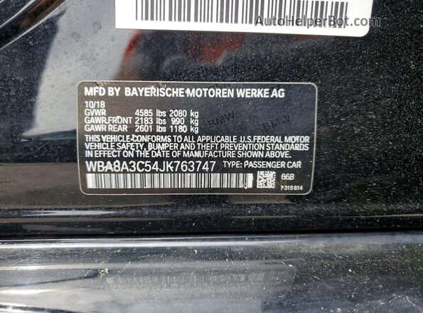 WBA8A3C54JK763747 2018 BMW OTHER Черный Вид наклейки с VIN-кодом
