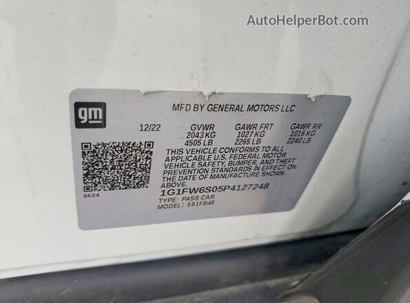 1G1FW6S05P4127248 2023 CHEVROLET BOLT Белый Панорамный вид салона 360°
