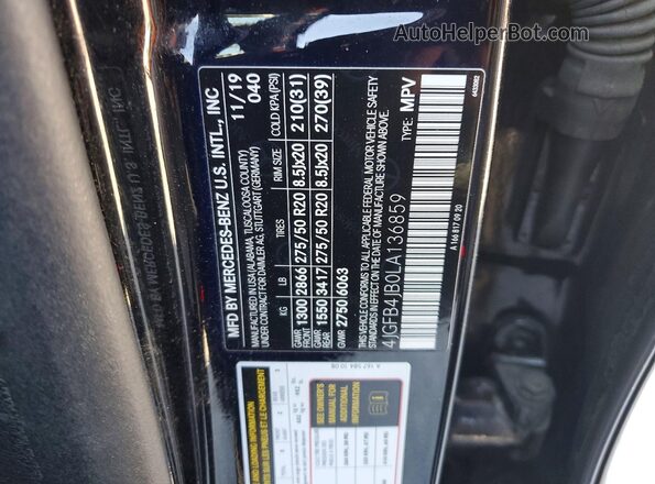 4JGFB4JB0LA136859 2020 MERCEDES-BENZ GLE-CLASS Черный Панорамный вид салона 360°