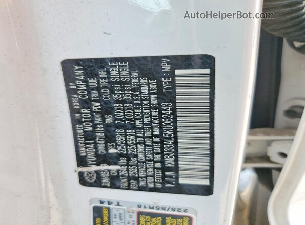 KM8J33AL5KU062443 2019 HYUNDAI TUCSON White Панорамний вид салону 360°