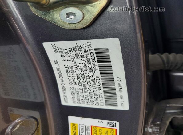 1HGCV1F49LA097200 2020 HONDA ACCORD Серый Вид подкапотного пространства