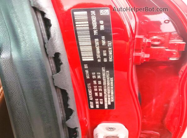 ZARFAMAN4K7599798 2019 ALFA ROMEO GIULIA Red Vista de la etiqueta del VIN