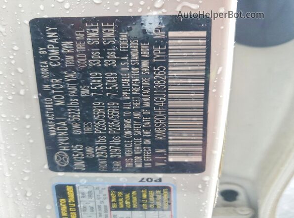 KM8SRDHF4GU138265 2016 HYUNDAI SANTA White Widok wnętrza 360 stopni