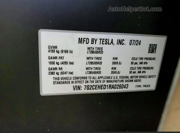 7G2CEHED1RA026043 2024 TESLA CYBERTRUCK Silver უკანა სალონის ხედი