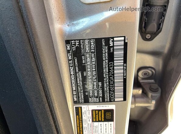 4JGDF6EEXGA706433 2016 MERCEDES-BENZ GL-CLASS Gray Սալոնի հետևի տեսք