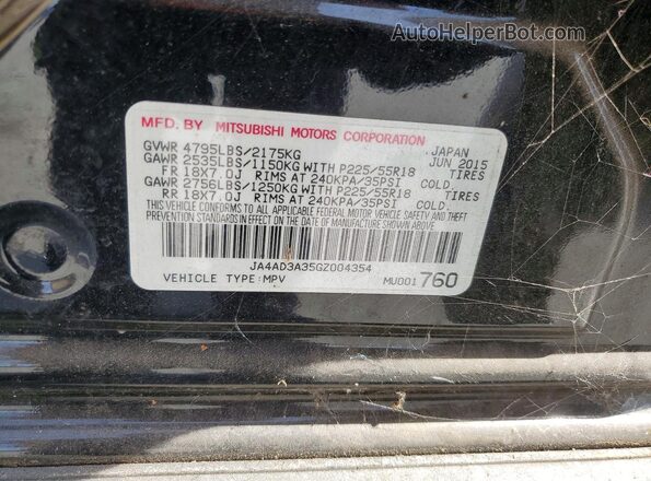 JA4AD3A35GZ004354 2016 MITSUBISHI OUTLANDER Черный Панорамный вид салона 360°