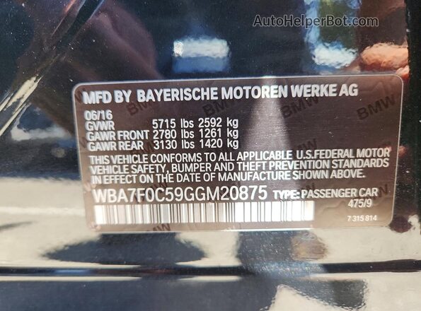 WBA7F0C59GGM20875 2016 BMW OTHER Черный Вид наклейки с VIN-кодом