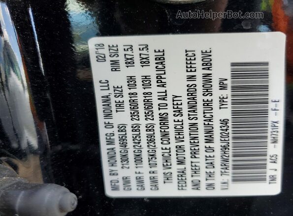 7FARW2H96JE024346 2018 HONDA CR-V Черный Вид наклейки с VIN-кодом