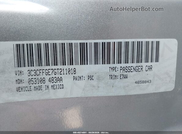 3C3CFFGE7GT211018 2016 FIAT 500E Серебряный Вид подкапотного пространства