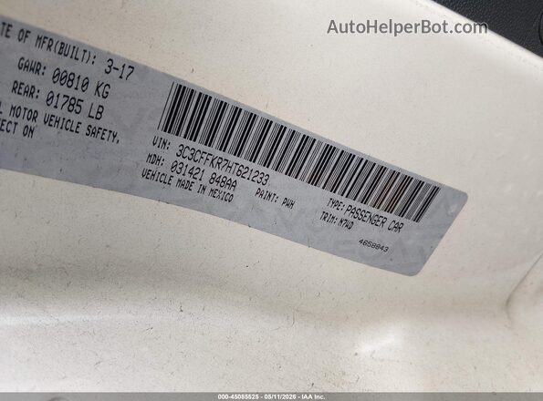 3C3CFFKR7HT621233 2017 FIAT 500 White Engine compartment view