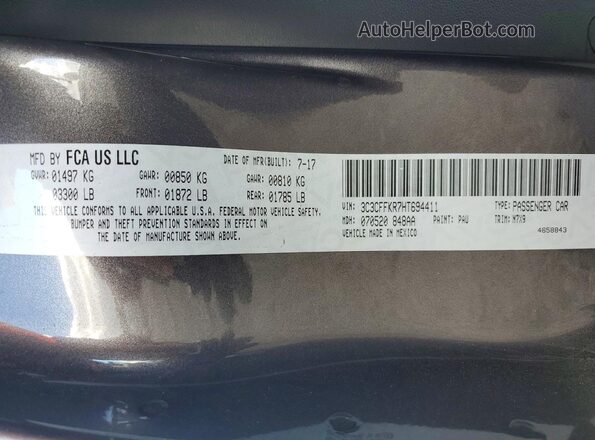 3C3CFFKR7HT694411 2017 FIAT 500 Gray Вид підкапотного простору