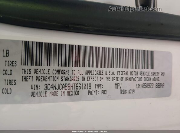 3C4NJCAB8HT661018 2017 JEEP NEW COMPASS Cream Շարժիչի բաժամունքի տեսք