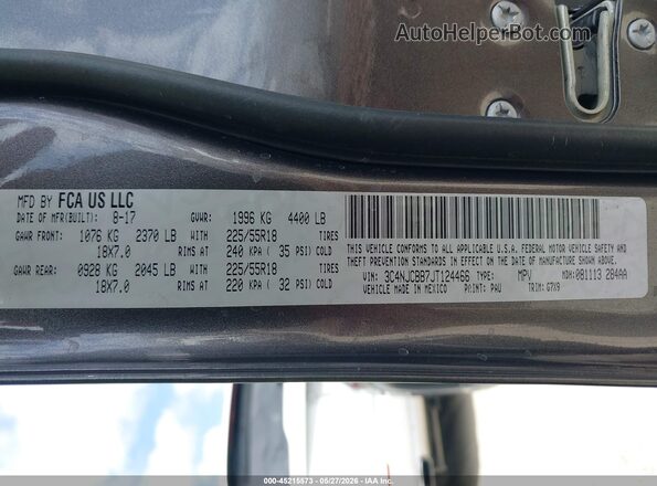 3C4NJCBB7JT124466 2018 JEEP COMPASS Серый Вид подкапотного пространства