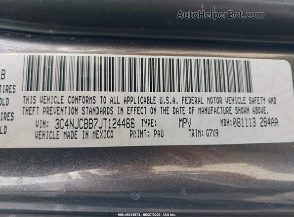 3C4NJCBB7JT124466 2018 JEEP COMPASS Серый 