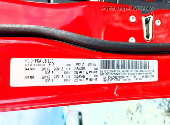 3C4NJDAB2KT629386 2019 JEEP COMPASS Red Вид наклейки з VIN-кодом