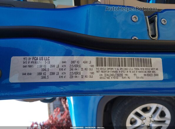 3C4NJDAB3JT392292 2018 JEEP COMPASS Синий Вид подкапотного пространства