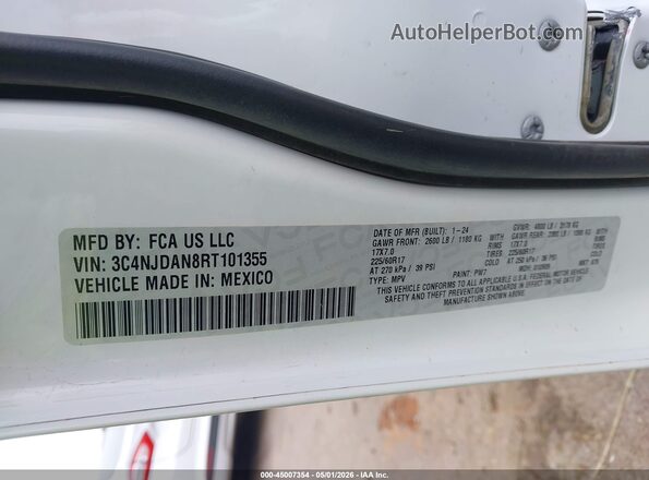 3C4NJDAN8RT101355 2024 JEEP COMPASS Белый Вид подкапотного пространства