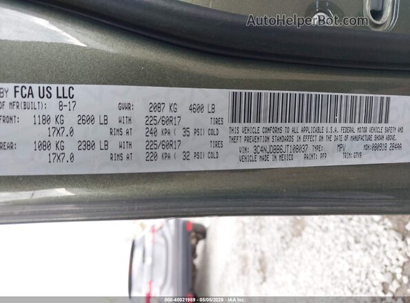 3C4NJDBB6JT108037 2018 JEEP COMPASS Зеленый Вид подкапотного пространства