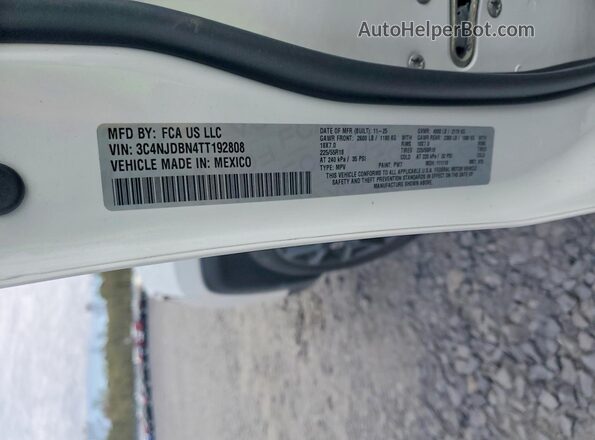 3C4NJDBN4TT192808 2026 JEEP COMPASS Белый Вид наклейки с VIN-кодом