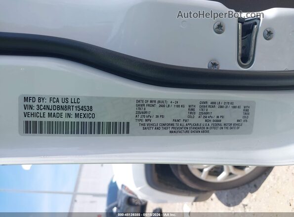3C4NJDBN8RT154538 2024 JEEP COMPASS Белый Вид подкапотного пространства