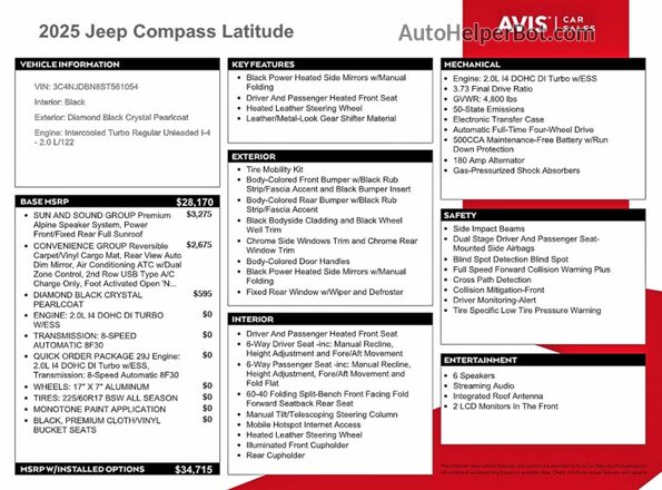3C4NJDBN8ST561054 2025 JEEP COMPASS Черный Вид наклейки с VIN-кодом