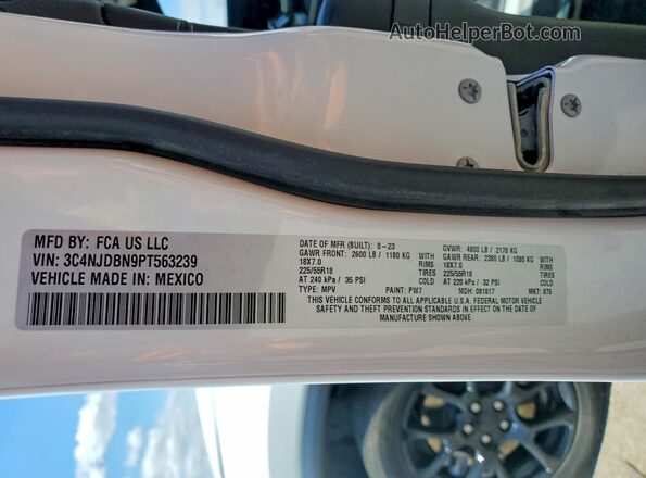 3C4NJDBN9PT563239 2023 JEEP COMPASS White Вид наклейки з VIN-кодом