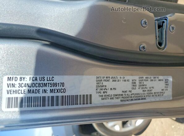 3C4NJDCB3MT599170 2021 JEEP COMPASS Серебряный Вид подкапотного пространства