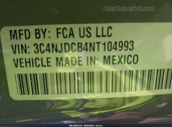 3C4NJDCB4NT104993 2022 JEEP COMPASS Серый Вид подкапотного пространства