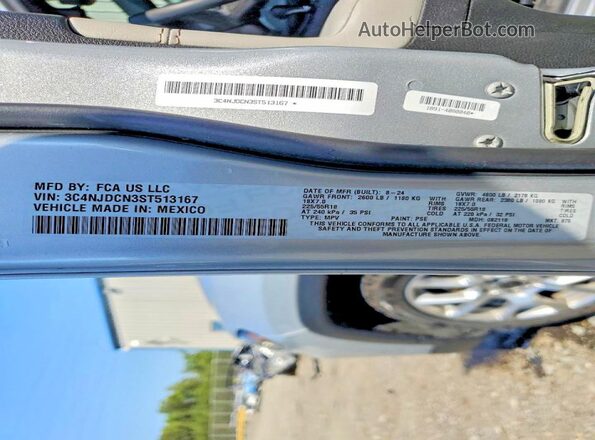 3C4NJDCN3ST513167 2025 JEEP COMPASS Silver Widok naklejki z numerem VIN