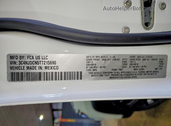 3C4NJDCN5TT215690 2026 JEEP COMPASS Белый Вид наклейки с VIN-кодом