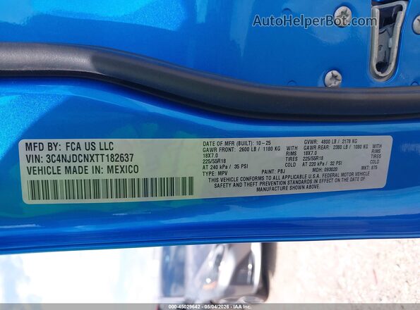 3C4NJDCNXTT182637 2026 JEEP COMPASS Синий Вид подкапотного пространства