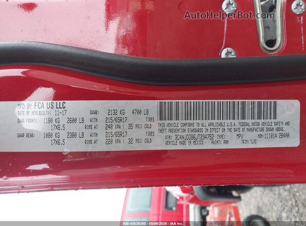 3C4NJDDB6JT234752 2018 JEEP COMPASS Красный Вид подкапотного пространства