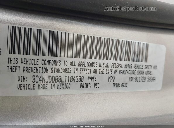 3C4NJDDB8LT184388 2020 JEEP COMPASS Серебряный Вид подкапотного пространства