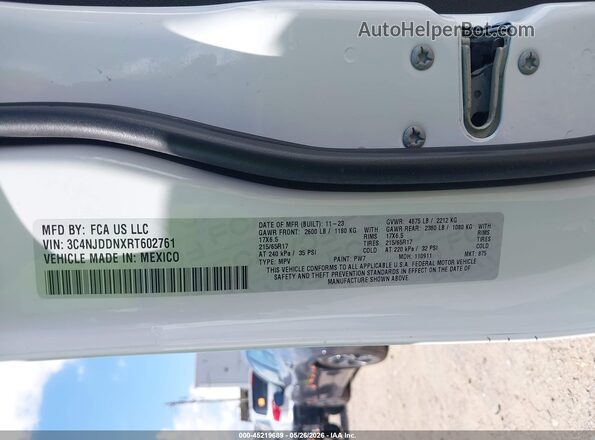 3C4NJDDNXRT602761 2024 JEEP COMPASS Белый Вид подкапотного пространства