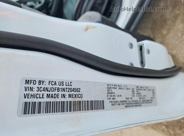 3C4NJDFB1NT204562 2022 JEEP COMPASS White Widok naklejki z numerem VIN