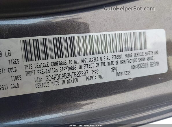 3C4PDCAB3HT622207 2017 DODGE JOURNEY Gray Вид підкапотного простору