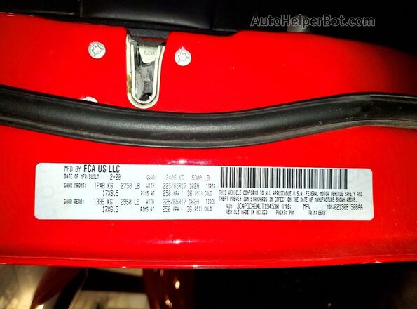 3C4PDCAB4LT194530 2020 DODGE JOURNEY Red Widok naklejki z numerem VIN
