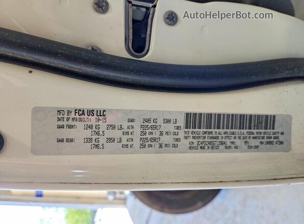 3C4PDCAB5GT139641 2016 DODGE JOURNEY Белый Панорамный вид салона 360°