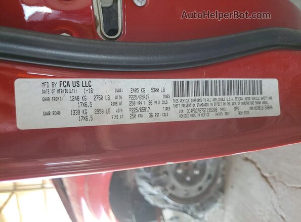 3C4PDCAB7GT195208 2016 DODGE JOURNEY Red Vista de la etiqueta del VIN